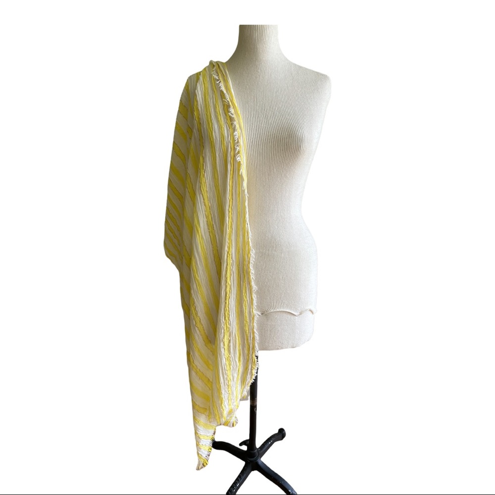 Echo Yellow Striped Gauze Scarf